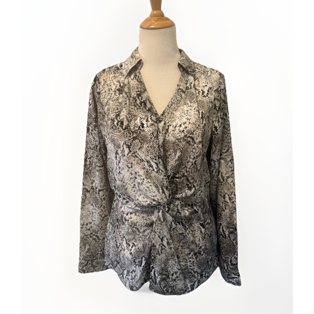 Apt. 9 womens snake print pullover twisted t-shirt blouse shirt‎ top size M